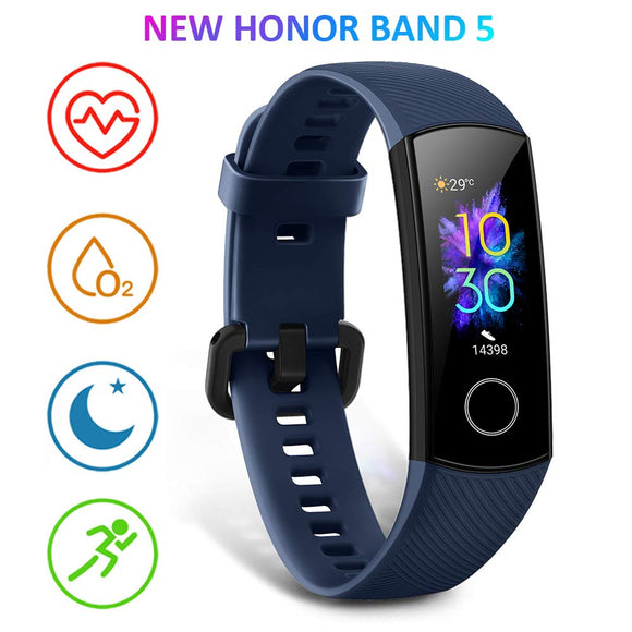 HONOR Band 5 Fitness Trackers HR, Activity Trackers Health Exercise Watch with Heart Rate and Sleep Monitor, Smart Band Calorie Counter, Step Counter, Pedometer Walking for Men Women and Kids Blue