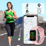 Smart Watch, KUNGIX Bluetooth Fitness Tracker with Heart Rate Monitor Blood Pressure, IP68 Waterproof Sleep Monitor Pedometer SMS Call Notification Activity Watch for Kids Men Women (Pink)