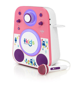 Singing Machine SMK250PP Bluetooth Sing Along Kids Karaoke Machine With LED lights and Microphone, Purple/Pink