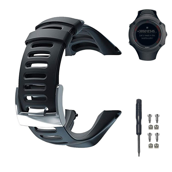 Suunto Ambit Watch Band Replacement Kits, Soft Rubber Watch Band Adjustable Watch Strap Watch Accessories for Suunto Ambit 1/2/2S/2R/3 Sport/3 Run/3 Peak, Screwdriver and Screws Included