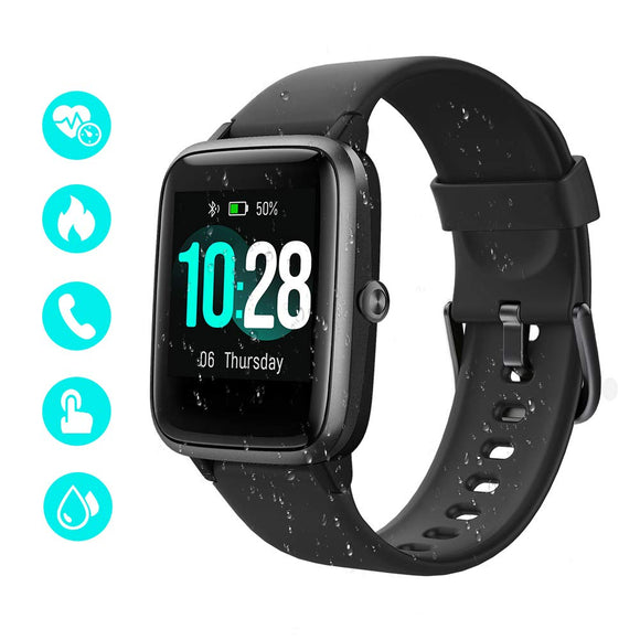 Smart Watch, Waterproof Smartwatch Colorful Full Touch Screen Fitness Tracker with Heart Rate, Sleep Tracking, Steps Counter, Call SMS SNS Reminder Activity Tracker for Android iOS (black)