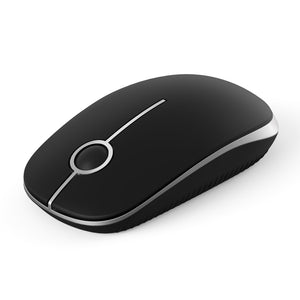Jelly Comb 2.4G Slim Wireless Mouse with Nano Receiver, Less Noise, Portable Mobile Optical Mice for Notebook, PC, Laptop, Computer, MacBook MS001 (Black and Silver)