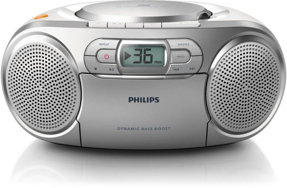 Philips AZ127 Portable CD Player with Radio, Cassette, Dynamic Bass Boost, Audio-In (3.5 mm)
