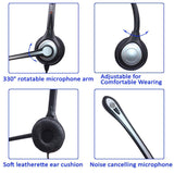 Wantek Corded 2.5mm Telephone Headset Binaural with Noise Cancelling Mic For Cordless Dect Phones Panasonic Gigaset C430A C530A C620 Cisco SPA 504G BT Diverse Yealink W52P Polycom Home Office(F602J25)