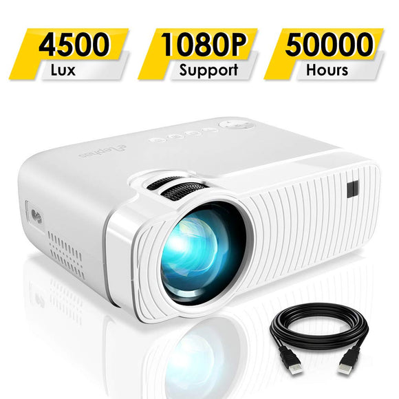ELEPHAS Projector, GC333 Portable Projector with 4500 Lux and Full HD 1080p, 180