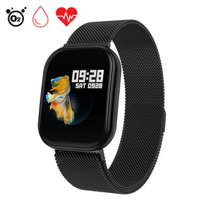 Smartwatch With Heart Rate Monitor, Letopro Bluetooth Waterproof IP67 Fitness Tracker Watch with Blood Pressure Pedometer Sleep Monitor SMS Call Notification for iOS Android (Black Steel Strap)