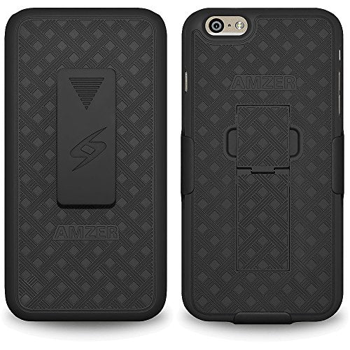 amzer-shellster-shell-holster-combo-case-cover-with-kickstand-for-apple-iphone-6-plus-iphone-6s-plus-retail-packaging-black image no. 1 buy in Dubai from Astronom at best price shipping worldwide by Amzer