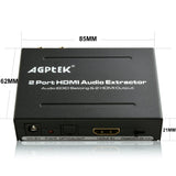 AGPTEK 1x2 Splitter with Integrated Audio Extractor with RCA L/R Stereo and Optical Audio Outputs - 2 Port HDMI Audio Extractor