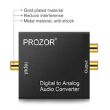 PROZOR Digital to Analog Converter DAC Digital SPDIF Optical to Analog L/R RCA Converter Toslink Optical to 3.5mm Jack Audio Adapter for PS3 Xbox HD DVD PS4 Amps Apple TV Home Cinema