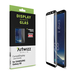Artwizz CurvedDisplay Screen Protector Compatible for [Galaxy S8] - Full Cover Protective Tempered Glass - Black