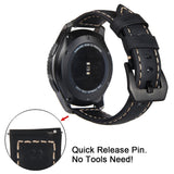 VIGOSS Compatible with Samsung Galaxy Watch 46mm/Gear S3 Frontier/Classic Strap Band, 22mm Metal Steel and Leather Strap for Gear S3 Frontier SM-R770 / Classic SM-R760 (Black Metal + Leather)