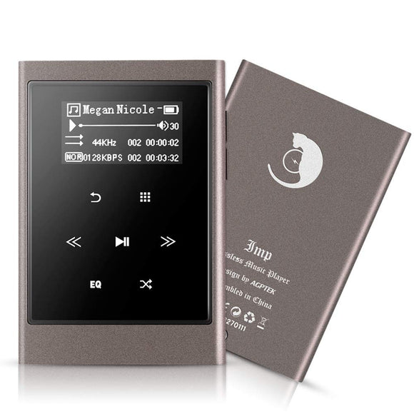 AGPTEK IMP Lossless HIFI 16GB MP3 Player, High Resolution Digital Audio Player with 1.3-inch OLED Screen, Supports to 64GB, Silver Gray