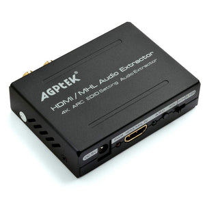 AGPTEK HDMI/MHL Audio (SPDIF+R/L) Extractor Support Ultra HD 4K x 2K /ARC/TOSLINK Optical Audio Output + RCA L/R Audio Converter