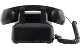 OPIS PushMeFon cable: 1970s inspired fixed-line push-button retro telephone with classic metal bell ringer (black)