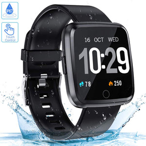 Zagzog Fitness Tracker Smart Watch 7 Sports Modes Bluetooth Waterproof Kids Sports Watch with Message Remind Heart Rate Blood Oxygen Pressure Monitor iOS Android Watches for Men Women Boys Girls-Black