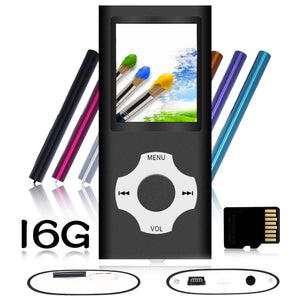 Tomameri - MP3 / MP4 Player with Rhombic Button, Portable Music and Video Player, Including a 16 GB Micro SD Card and Maximum Support 64GB, Supporting Photo Viewer and Video - Black