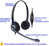 Wantek Corded 2.5mm Telephone Headset Binaural with Noise Cancelling Mic For Cordless Dect Phones Panasonic Gigaset C430A C530A C620 Cisco SPA 504G BT Diverse Yealink W52P Polycom Home Office(F602J25)