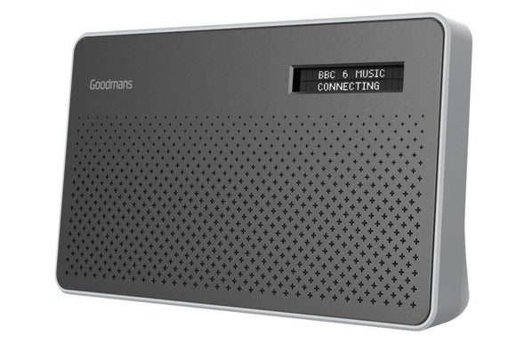 Goodmans Portable Digital/DAB & FM RDS Radio Mains and AA Battery Powered with Headphone Socket in Steel