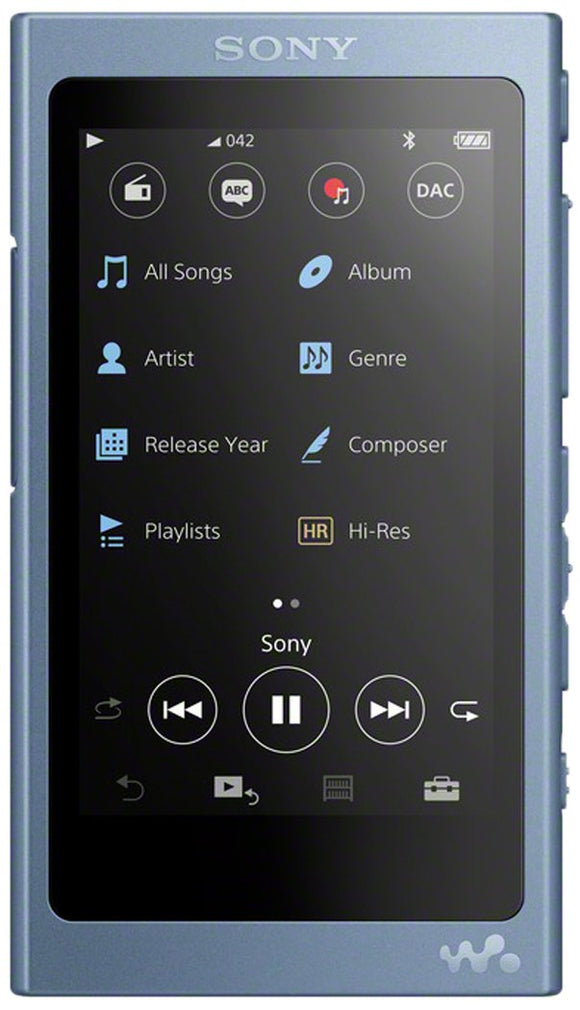 Sony NW-A45 3.1 Inch Touch Display High Resolution Audio Walkman 16 GB, 45 Hours Battery Life - Blue