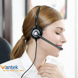 Wantek Telephone Headset RJ9 Dual with Noise Cancelling Microphone, Quick Disconnect, Corded Call Center Phone Headsets For Cisco 7940 7942 7960 Office IP Phones Plantronics M10 M12 M22 MX10(Y602QC1)
