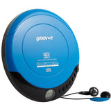 Groov-e Retro Personal CD Player with 20 Track Programmable Memory, LCD Display, Anti-Skip Protection and Earphones Included - Blue