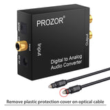 PROZOR Digital to Analog Converter DAC Digital SPDIF Optical to Analog L/R RCA Converter Toslink Optical to 3.5mm Jack Audio Adapter for PS3 Xbox HD DVD PS4 Amps Apple TV Home Cinema
