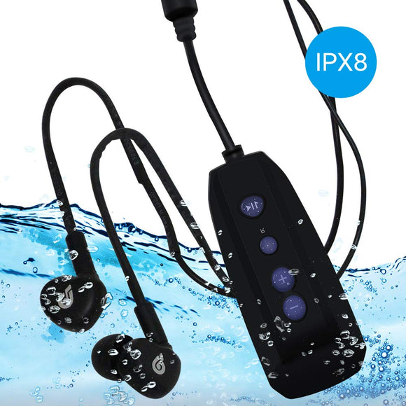 Lavod IPX8-256 Underwater MP3 Music Player 8GB memorry Walk Man with 100% Waterproof Swimbuds Headphones Suit for Running and Swimming (Purple Black)