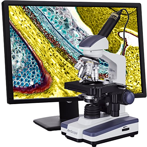 AmScope - 40X-2500X LED Digital Monocular Compound Microscope w 3D Stage +1.3MP USB Imager