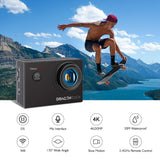 Dragon Touch 4K Action Camera, 20MP EIS Anti-shake Support External Microphone Underwater 100ft Waterproof Camera with Mounting Accessories Kit - Vision 4 Lite
