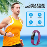 LETSCOM other ID115, Fitness Pedometer Watch with Slim Touch Screen and Wristbands, Wearable Activity Tracker as Step Counter Sleep Monitor for Kids Women Men, Purple, Stardard