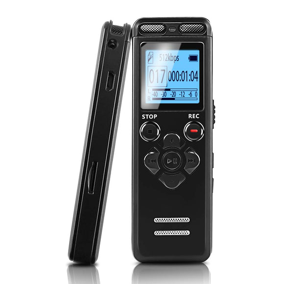 Digital Voice Recorder, BOJECHER 8GB 1536Kbps Lossless Dictaphone Voice Recorder with MP3 Player, Professional Voice Activated Recorder for Lectures With Dual Microphones Support Telephone Recording