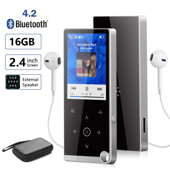 MP3 Players 16GB Music Player with Bluetooth 4.2 Portable HiFi Lossless Sound MP4 Music Players 2.4 TFT Screen with FM Radio Voice Recorder Picture E-book, Support up to 128GB