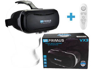 vr primus® VX3 VR headset, compatible with mobile phones up to 5.8″ e.g. iPhone 7 8 X XS, Android, Samsung S6 S7 S8 S9, Huawei p10 p20,LG.With Google Cardboard Apps |+ controller for Android phones