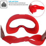 NiceCool Silicone Face Mask Head Cover for Oculus Quest Controller Grip Cover Skin Shock-Resistant Sweatproof Lightproof 3 in 1 Protective VR Accessories Red