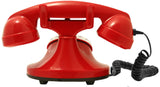 OPIS FunkyFon cable: Rotary dial disc retro telephone in the sinuous style of the 1920s with modern electronic bell (red)