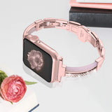 Wearlizer Rose Gold Compatible with Apple Watch Strap 38mm 40mm for iWatch Women Straps Resin and Metal Wristband Jewelry Rhinestone Sleek Bracelet Links with Buckle for Series 5 4 3 2 1 Edition Sport