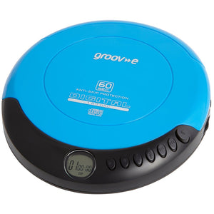 Groov-e Retro Personal CD Player with 20 Track Programmable Memory, LCD Display, Anti-Skip Protection and Earphones Included - Blue