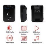 Tin-Nik DAB-398S Personal Portable DAB/DAB+/FM Radio, Pocket Digital RDS FM Mini Radio with Rechargeable Battery, Earphones,OLED Display for Sports, Run,Walk,jogging or Cycling