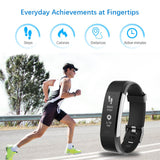 LETSCOM ID115Plus HR  Black Fitness Tracker HR, Activity Tracker Watch with Heart Rate Monitor, Waterproof Smart Bracelet with Step Counter, Calorie Counter, Pedometer Watch for Kids Women and Men