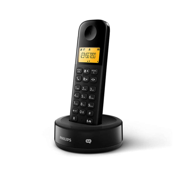 Philips D1651B Cordless DECT Landline Phone, Home Telephone with Caller ID and Answering Machine - Single Handset