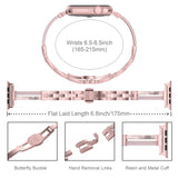 Wearlizer Rose Gold Compatible with Apple Watch Strap 42mm 44mm for iWatch Women Straps Resin and Metal Wristband Jewelry Rhinestone Sleek Bracelet Links with Buckle for Series 5 4 3 2 1 Edition Sport