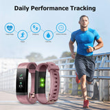 LETSCOM ID131Color HR  Pink Fitness Tracker HR Color Screen, Heart Rate Monitor, IP68 Waterproof Smart Watch with Step Counter Sleep Monitor, Pedometer Watch for Men Women Kids