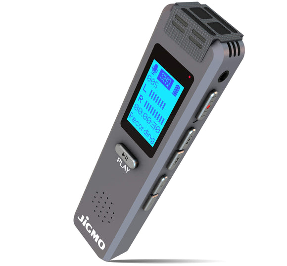 180 Hrs Battery Digital Voice Recorder 8GB JiGMO, Expandable by 32GB, USB Voice Activated Dictaphone, MP3 Player, Audio Recording Device, Built-in Microphone and Speaker for Lectures, Meetings