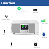 LEMEGA M3A All-In-One 25W Stereo Internet DAB+ & FM Digital Radio with Bluetooth, Built-In Subwoofer, USB, Aux & TFT Colour Display - White