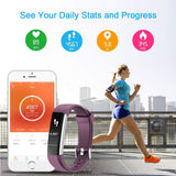LETSCOM ID115U HR Purple Fitness Tracker with Heart Rate Monitor, Slim Sports Activity Tracker Watch, Waterproof Pedometer Watch with Sleep Monitor, Step Tracker for Kids, Women, and Men