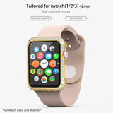 BRINCH Diamond Watch Case Handcrafted Zircon Watch Bumper Gold-Plated 42mm Watch Bezel Cover Compatible with Apple Watch Series 3/2/1 for Men/Women (42mm,Gold)