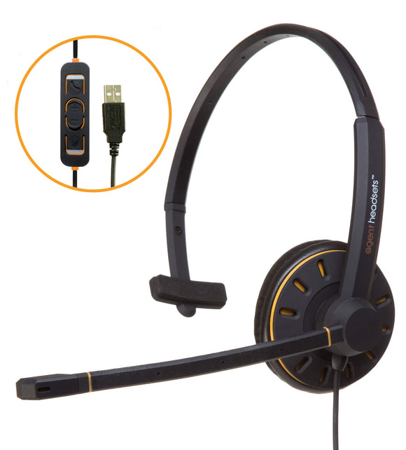 Agent18 Truvoice Jpl Blue Commander 1 Single Ear Usb Headset With Noise Canceling Microphone- Uc/Voip - Ideal For The Office, Call Center Or Homeworkers (Skype Compatible)