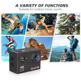 GEEKAM Action Helmet Camera 4K 16MP WIFI Ultra HD Waterproof Sports Camera with 2.4G Remote Control 170 Degree Wide Angle 2 Inch LCD Screen with 2x1050mAh Batteries and Accessories Kits - S9R