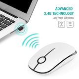 Jelly Comb 2.4G Slim Wireless Mouse with Nano Receiver, Less Noise, Portable Mobile Optical Mice for Notebook, PC, Laptop, Computer, MacBook MS001 (White and Black)