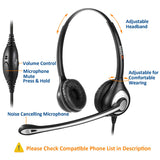 Wantek Telephone Headset with Noise Cancelling Mic, Wired Binaural Office Phone Headset 2.5mm Jack For Cordless Phones Panasonic Gigaset C430A C530A Cisco SPA 303 504G BT Polycom Grandstream(Y602J25)